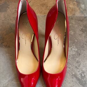 Jessica Simpson Red Patent Pointed-Toe D'Orsay Heels